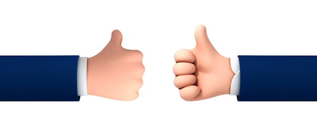 Vector vector cartoon hand thumb up for success or good feedback isolated on white background. vector illustration of positive concept and like symbol.