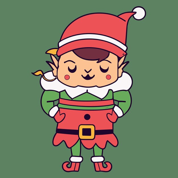 Vector cartoon of a happy christmas elf