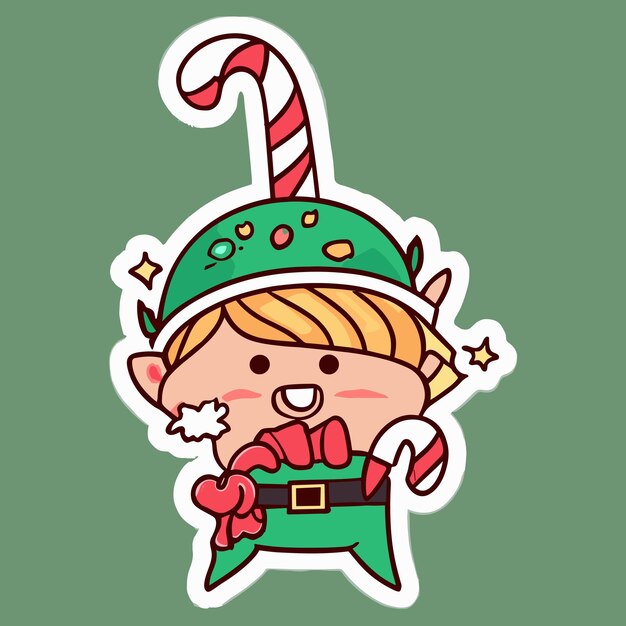 Vector vector cartoon of a happy christmas elf