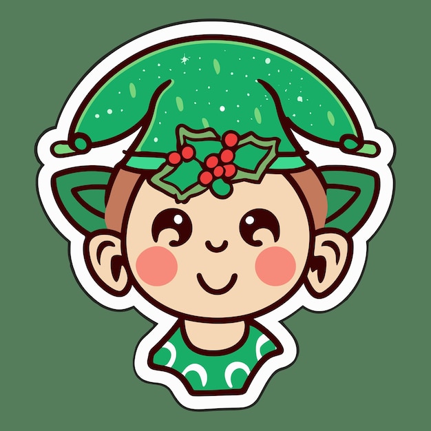 Vector cartoon of a happy christmas elf