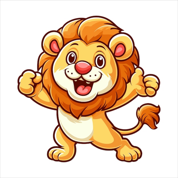 Vector vector cartoon happy lion vector illustration on white background