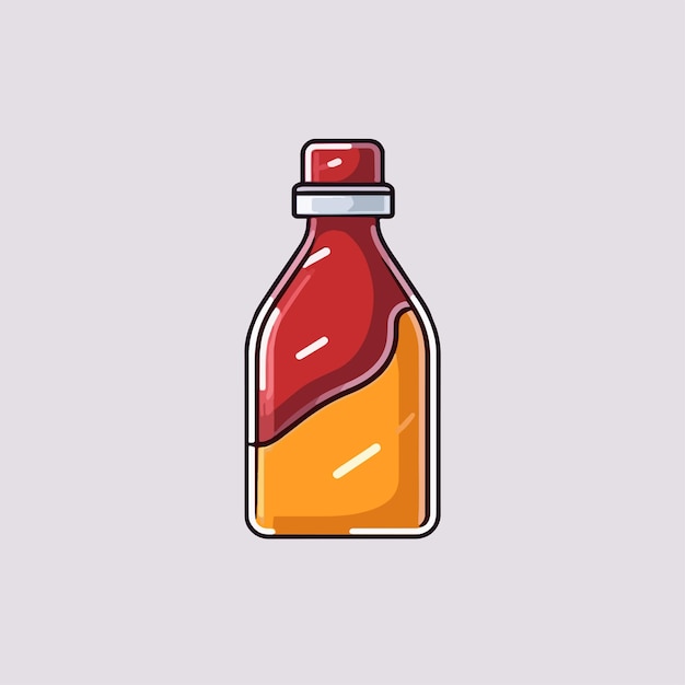 Vector cartoon icon illustration of a bottle of tomato chili sauce flat style for sweet and spicy