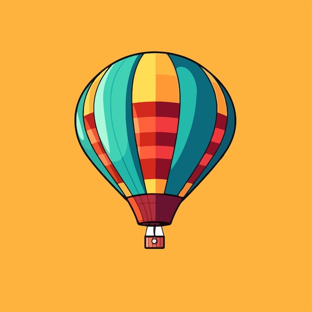 Vector cartoon icon illustration of a hot air balloon with a flat design for air transportation