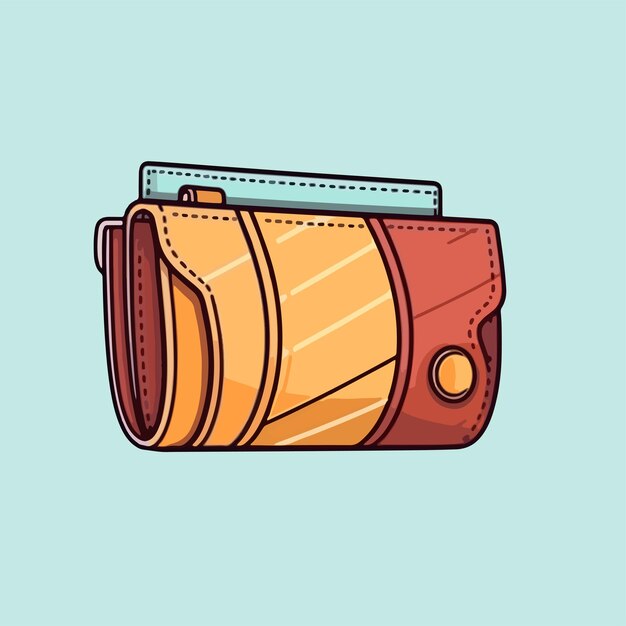 Vector cartoon icon illustration of a wallet storing money and cards flat design for accessories