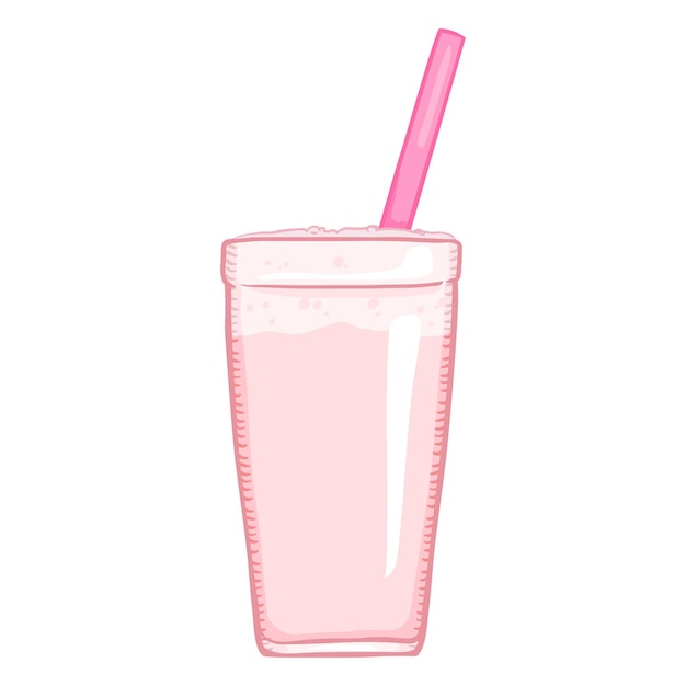 Vector Cartoon Illustratie Glas Aardbei Milkshake