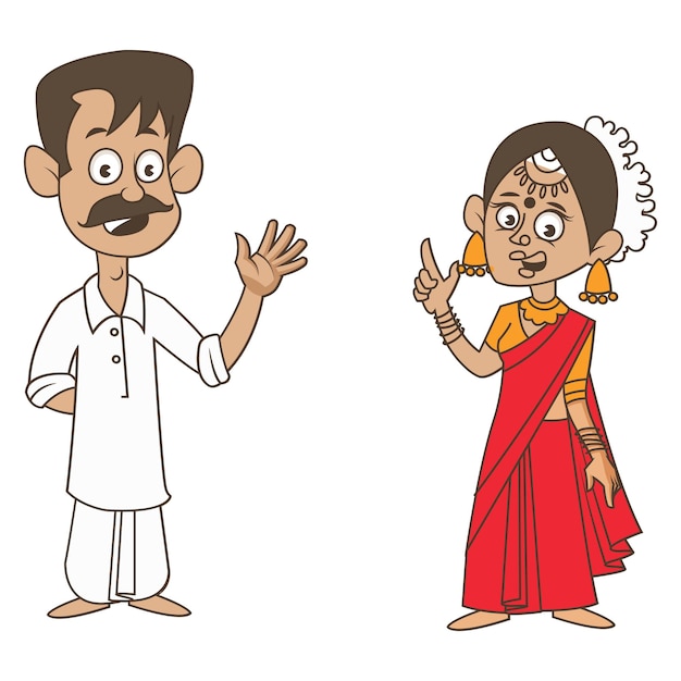 Vector cartoon illustratie van Andhra Pradesh couple