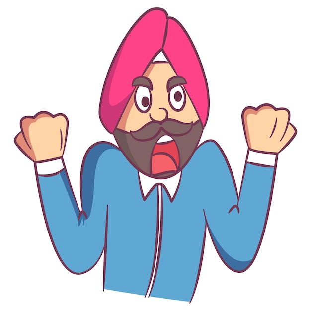 Vector cartoon illustratie van boze Punjabi man