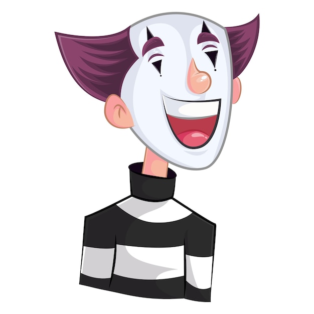 Vector cartoon illustratie van mime jongen lacht