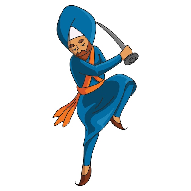 Vector cartoon illustratie van Punjabi nihang sardar met zode