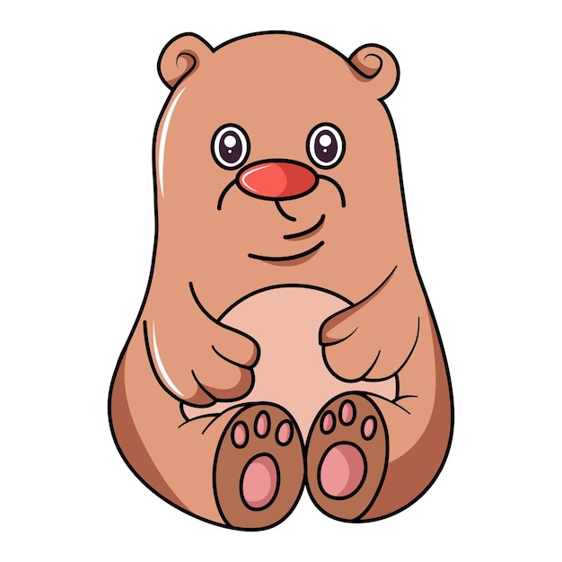 Vector cartoon illustratie van schattige bruine teddybeer