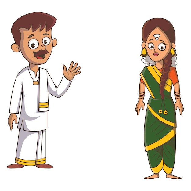 Vector cartoon illustratie van Tamil Nadu couple