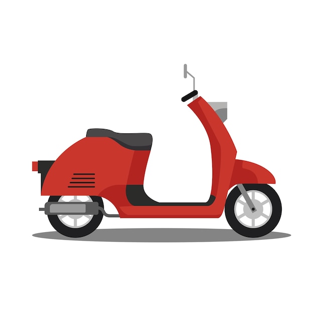 Vector cartoon illustratie van zijbeeld van rode scooter