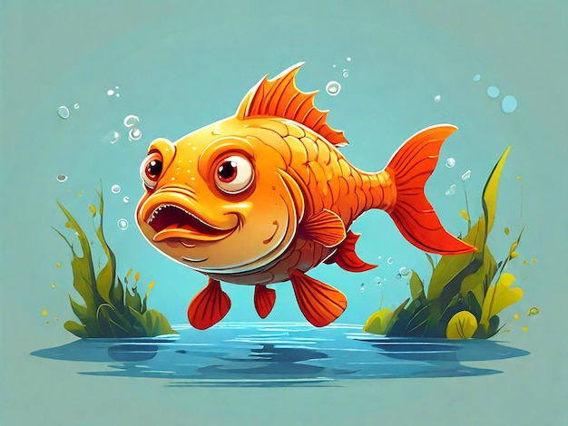 Vector vector cartoon illustration of a big fish isolated