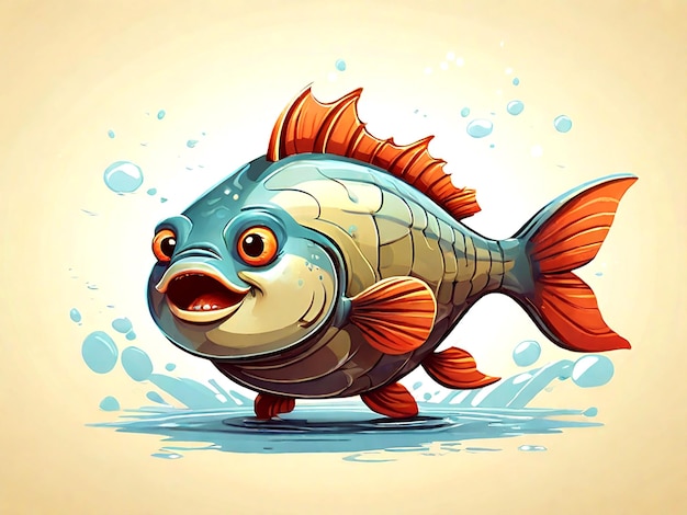 Векторная карикатура на изолированную большую рыбу