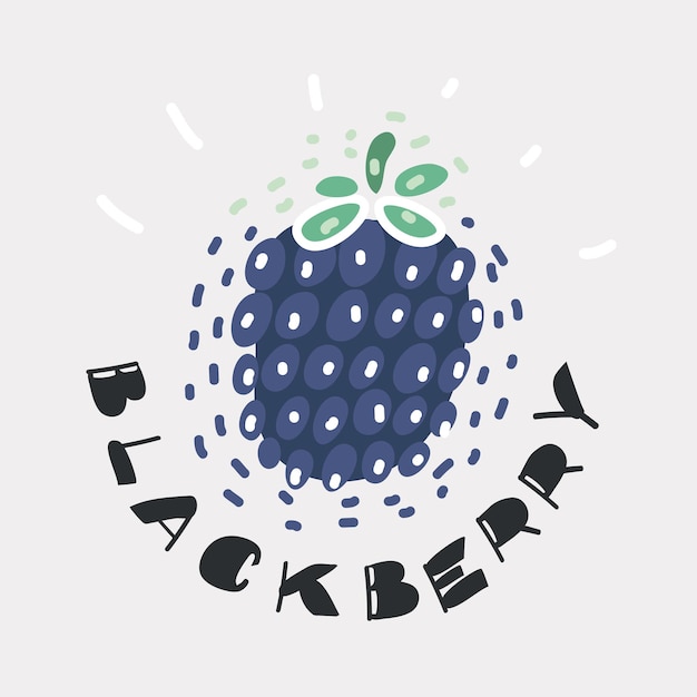 Vector cartoon illustration of Blackberries Hand drawn sketch berry on white background Lettering name