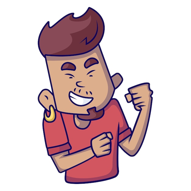 Vector vector cartoon illustration of boy is excited