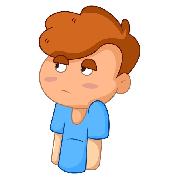 Vector vector cartoon illustration of boy is sad