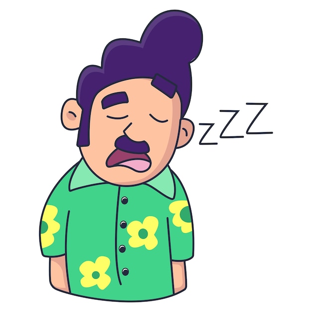 Vector cartoon illustration of boy is sleeping