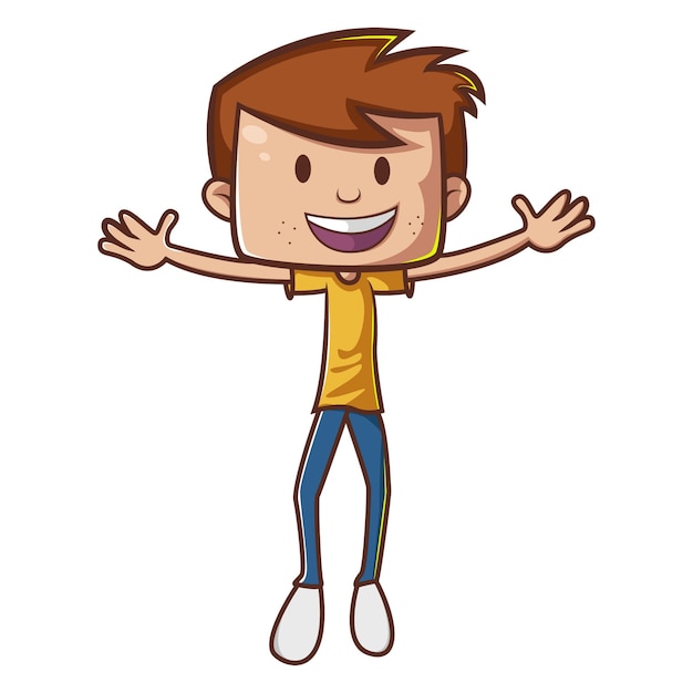 Vector cartoon illustration of a boy with open hands