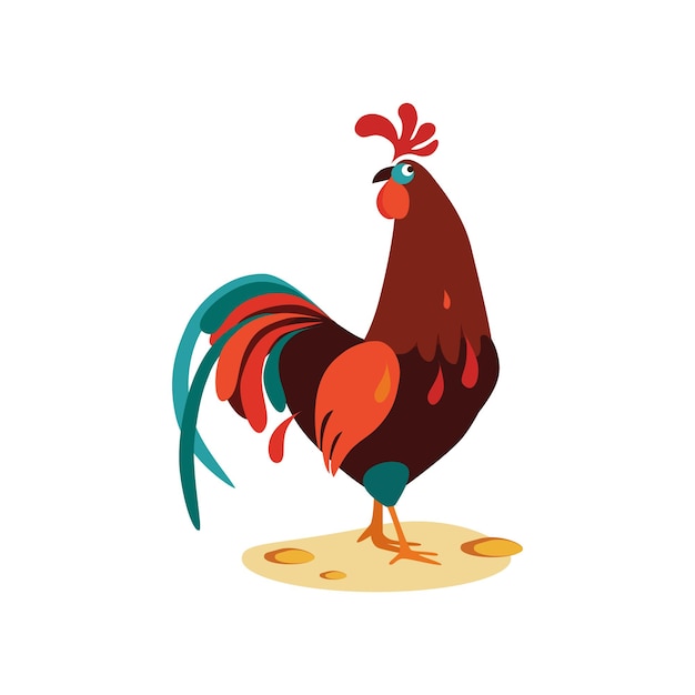 vector cartoon illustration of a cock in flat style