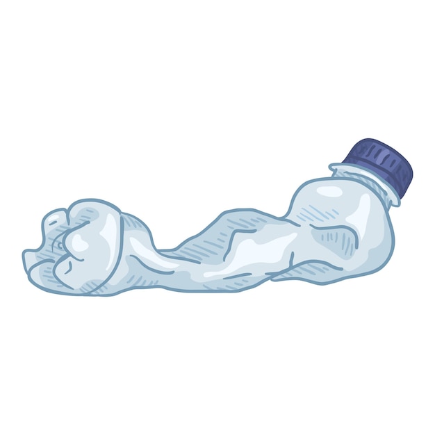 Vector vector cartoon illustration crumpled empty plastic bottled