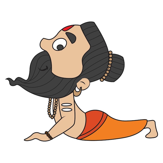 Vector cartoon illustration of cute baba ramdev