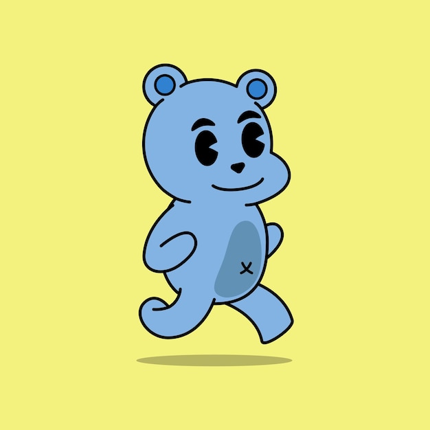 Vector vector cartoon illustration cute bear is running