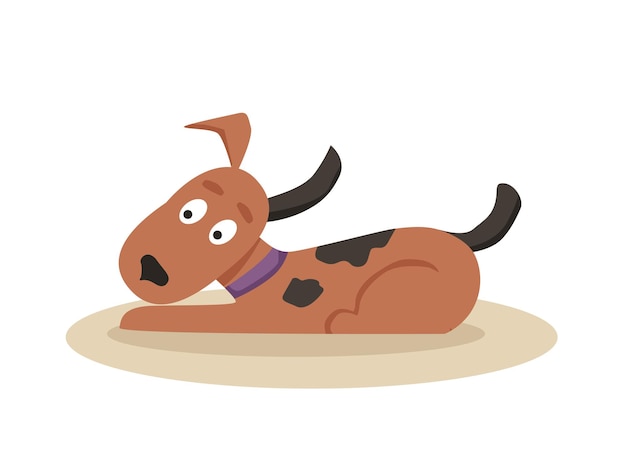 Vector vector cartoon illustration cute happy dog is lying