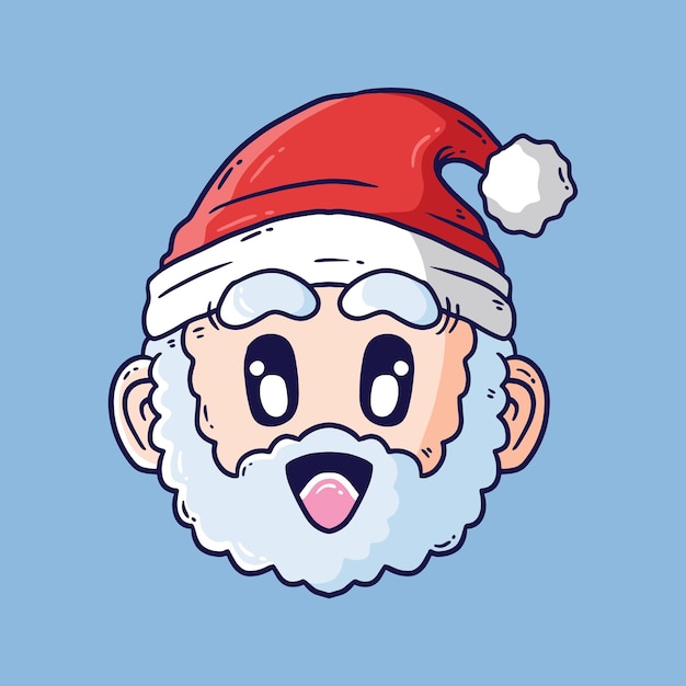 Vector cartoon illustration of Cute Santa Claus Head