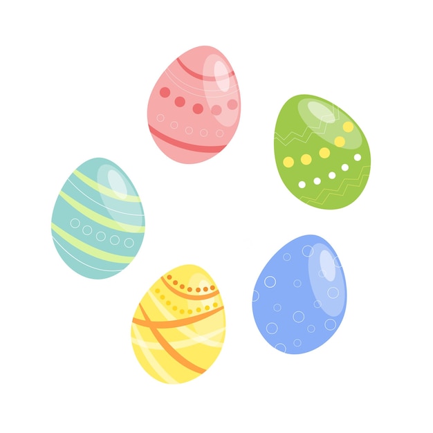 Vector cartoon illustration of easter eggs for spring religious holiday celebration