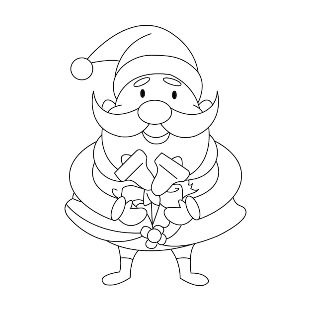 vector cartoon illustration of friendly smiling santa claus ringing a bell vector isolated on white
