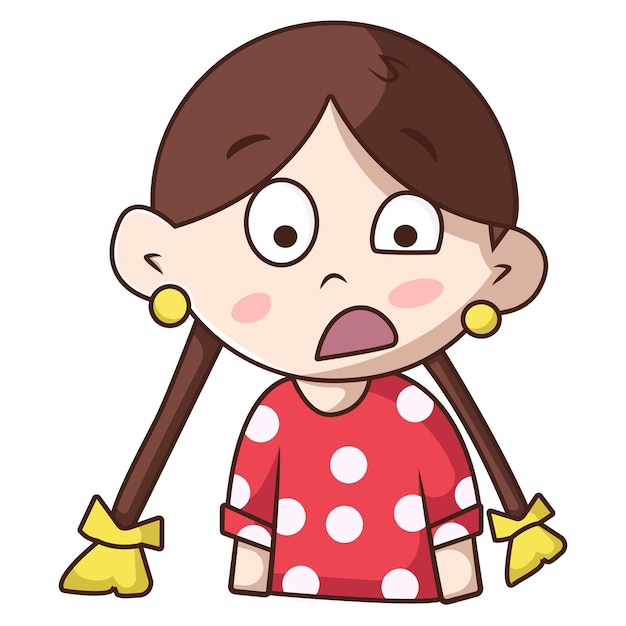 Vector cartoon illustration of girl is unhappy