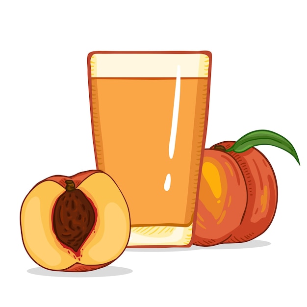 Vector vector cartoon illustration glass of peach juice