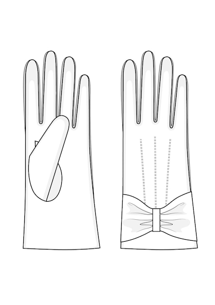 Vector vector cartoon illustration - leather classic gloves with bow