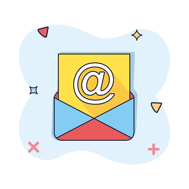 Vector vector cartoon illustration mail envelope icon in comic style