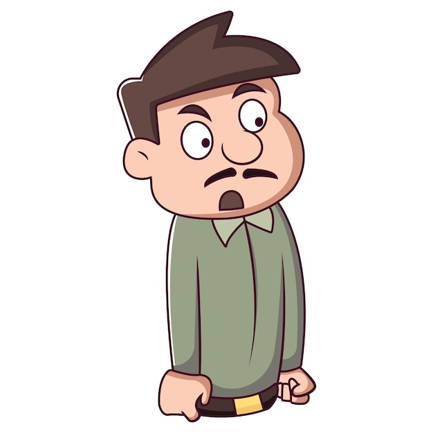 Vector cartoon illustration of man is making an angry face