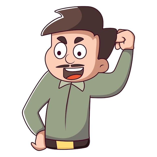 Vector cartoon illustration of man is thinking