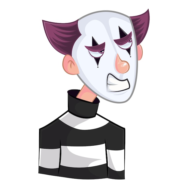 Vector cartoon illustration of Mime boy is annoyed