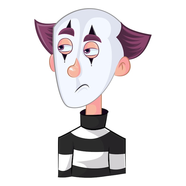 Vector vector cartoon illustration of mime boy is unhappy