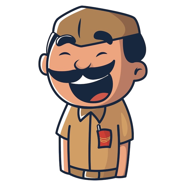 Vector cartoon illustration of the postman is happy