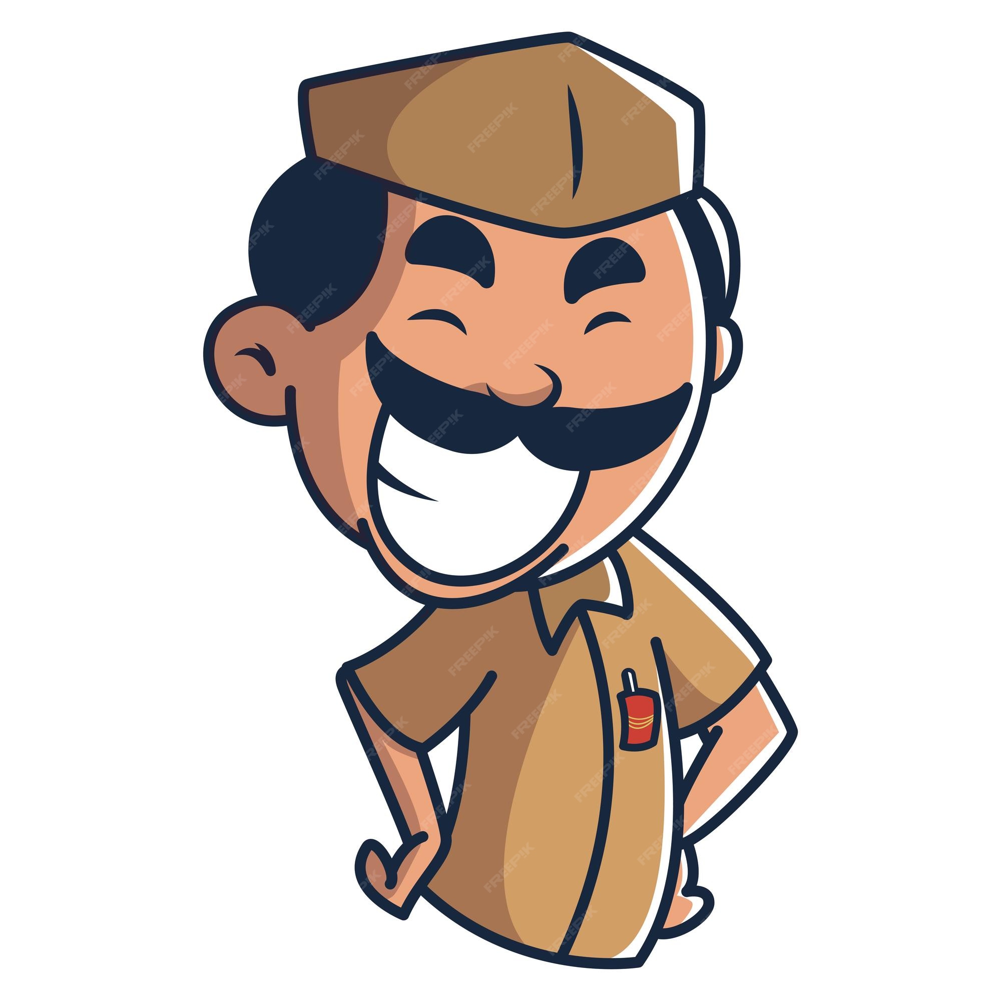 Premium Vector | Vector cartoon illustration of postman smiling face Premium Vector | Vector cartoon illustration of postman smiling face