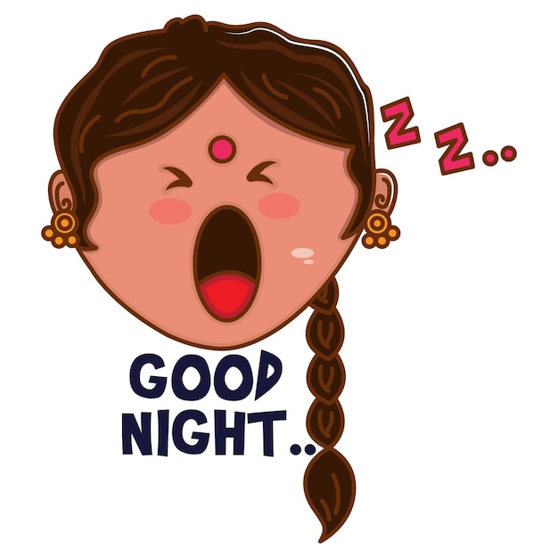 Векторная карикатура Пенджабская женщина спит и говорит спокойной ночи