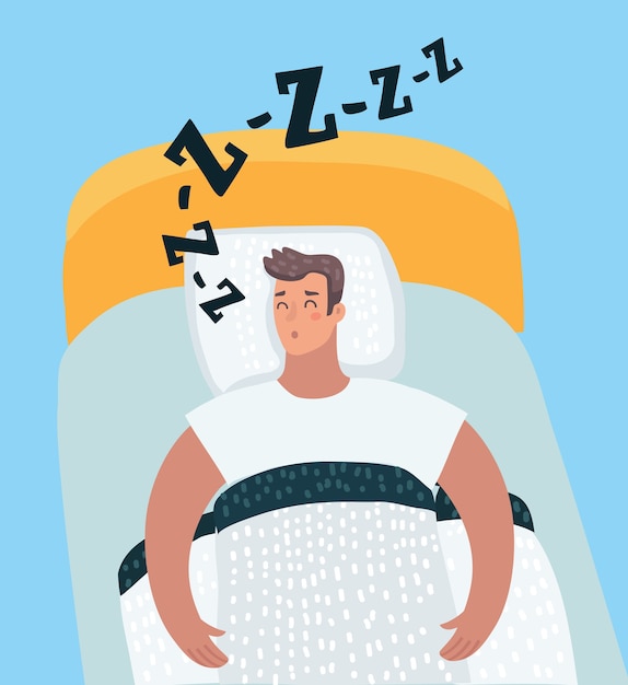 Vector vector cartoon illustration of sleeping man