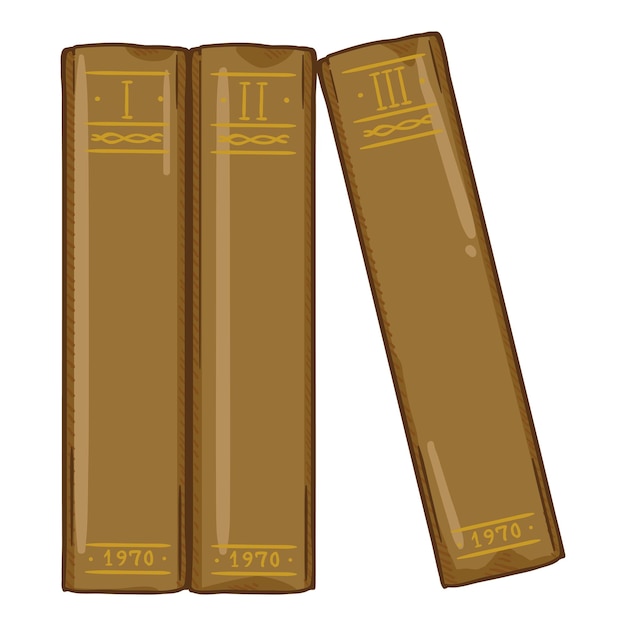 Vector Cartoon Illustration  Spines of Three Old Brown Books