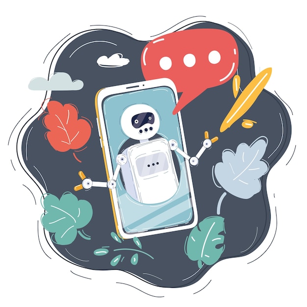 Vector cartoon illustration of Voice control assistance in smartphone