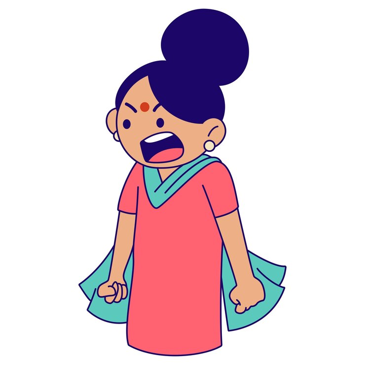 वेक्टर vector cartoon illustration of woman is angry