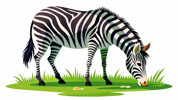 Vector vector cartoon illustration of a zebra is eating the grass