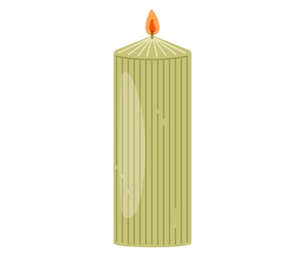 Vector vector cartoon isolated decorative interior flat candle with flame