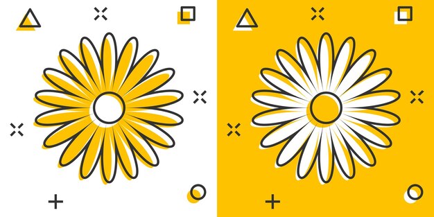 Vector cartoon kamille bloem pictogram in komische stijl Daisy concept illustratie pictogram kamille splash effect bedrijfsconcept