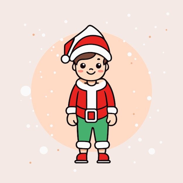 Vector cartoon little boy wearing christmas costume